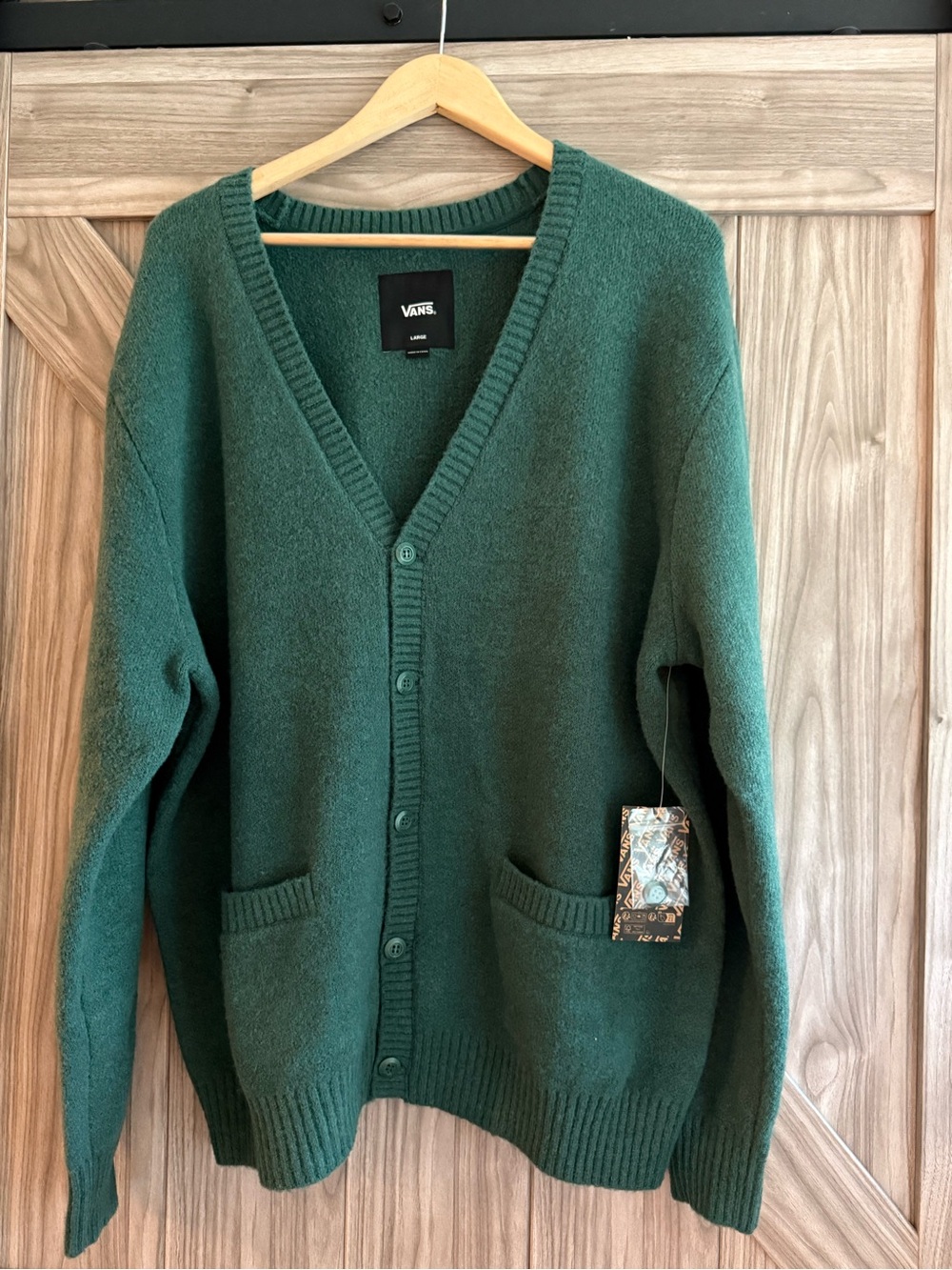 Vans Havenwood cardigan oversized green stretch ladies large New tags